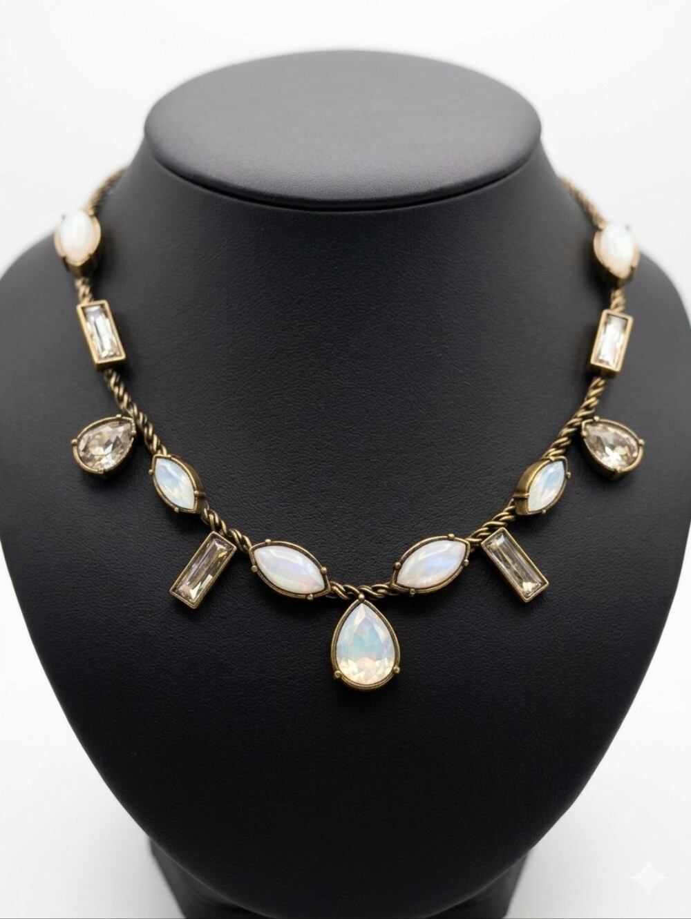 Vintage Silpada Keri Rust KR Necklace, Opalescent Glass & Crystal Statement